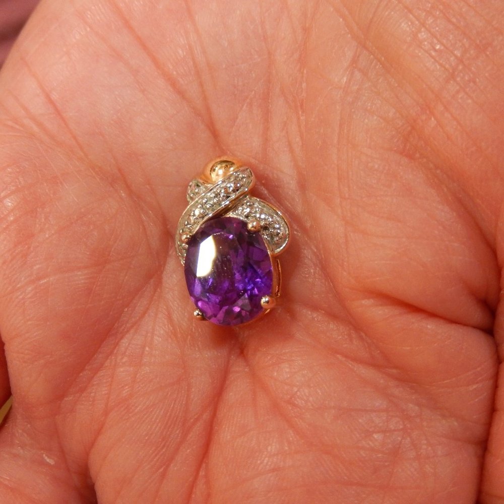 AMETHYST PENDANT 14K GOLD OVER STERLIN W/BOX #3227